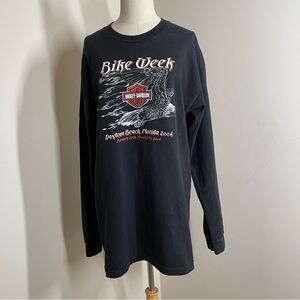 Harley Davidson Vintage 2004 Womens -SZ Large- Black Daytona Long Slv. Tee Shirt